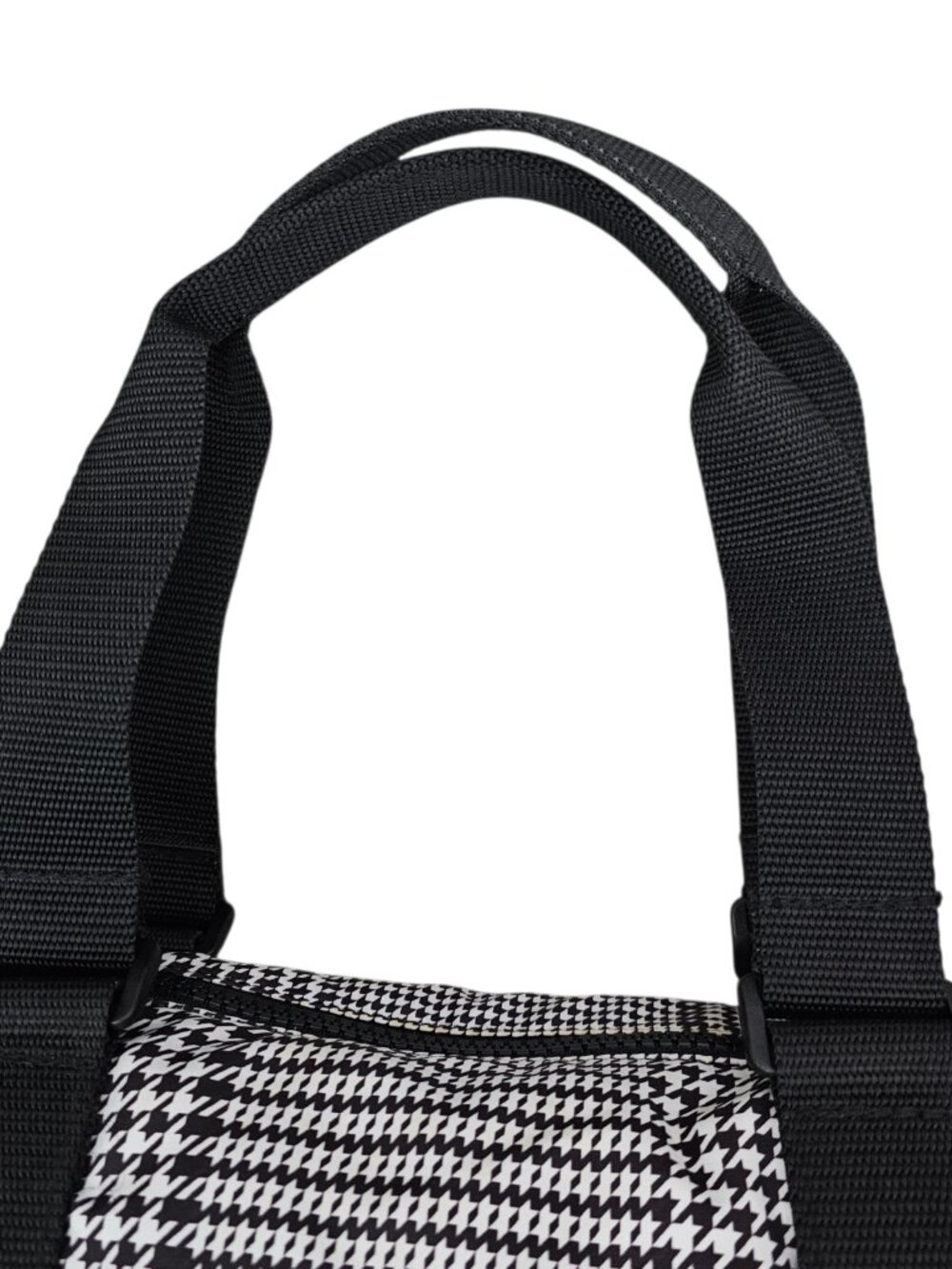 Lauren Ralph Lauren Houndstooth Satchel Nylon Shoulder Handbag Black And White - Picture 5 of 13